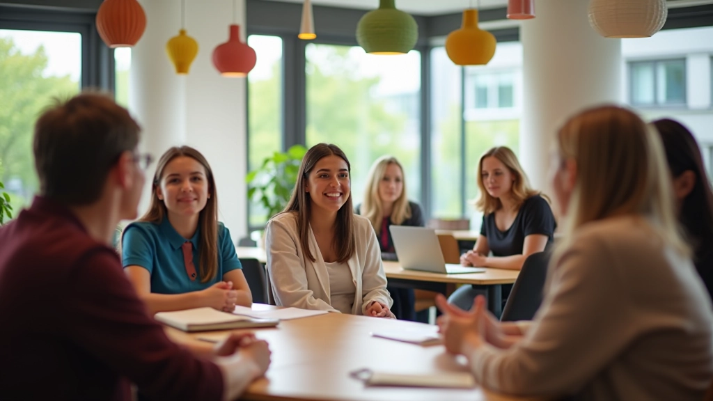 Spaanse taalles in een moderne klasruimte met studenten
